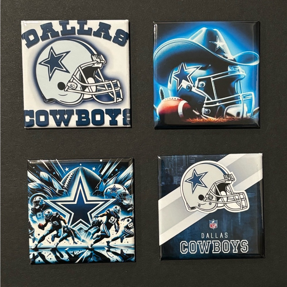 New! 4 Pcs Dallas Cowboys  Refrigerator Magnets 2”x2” Football Decoration NFL